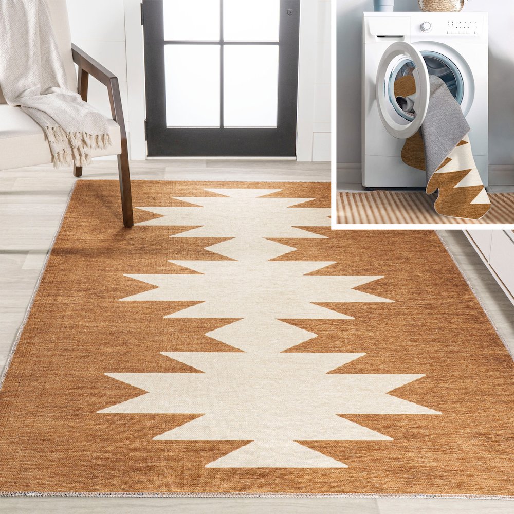 Chayton Minimalist Geometric Machine Washable Area Rug. Picture 10