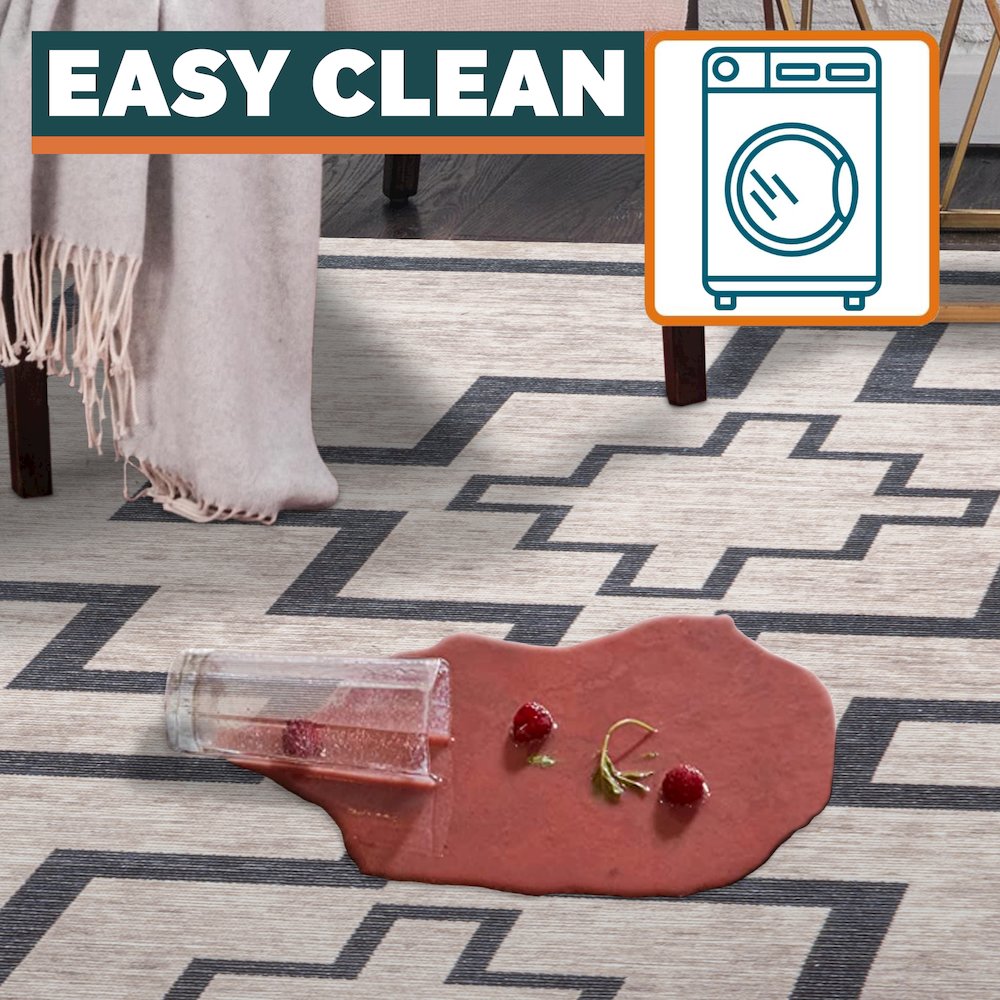 Ashkii Minimalist Medallion Machine Washable Area Rug. Picture 13