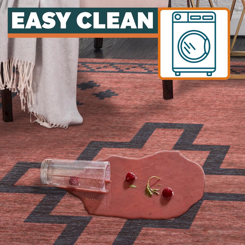 Korsa Geometric Medallion Machine Washable Area Rug. Picture 13