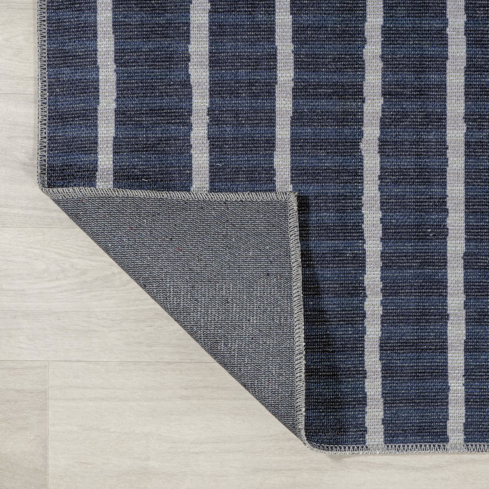 Rand Distressed Ticking Stripe Machine Washable Area Rug. Picture 6