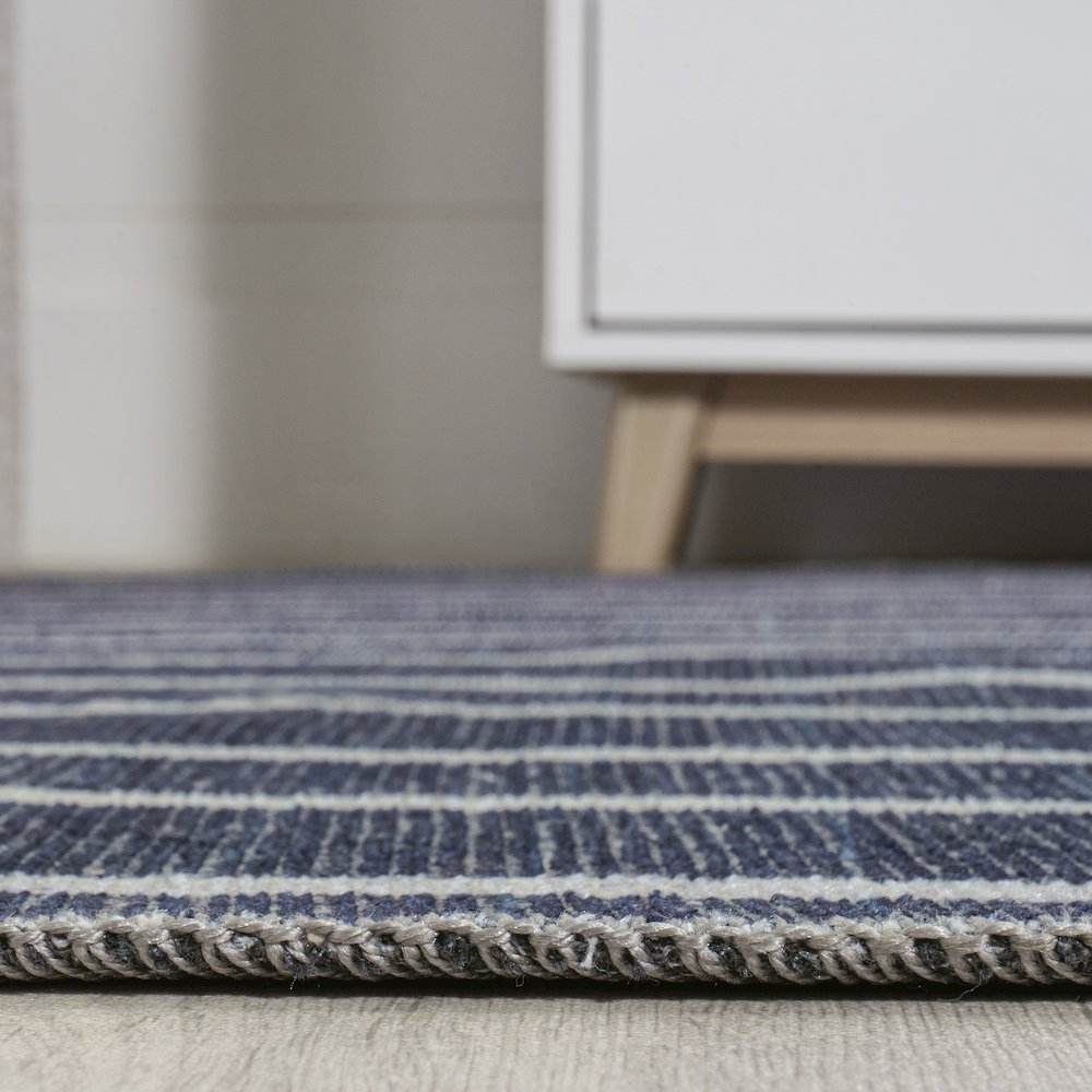 Rand Distressed Ticking Stripe Machine Washable Area Rug. Picture 14
