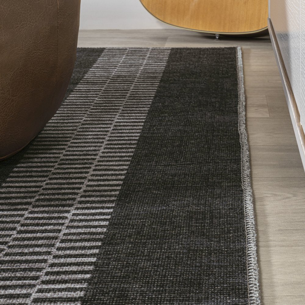 Vichy Geometric Striped Machine Washable Area Rug. Picture 8