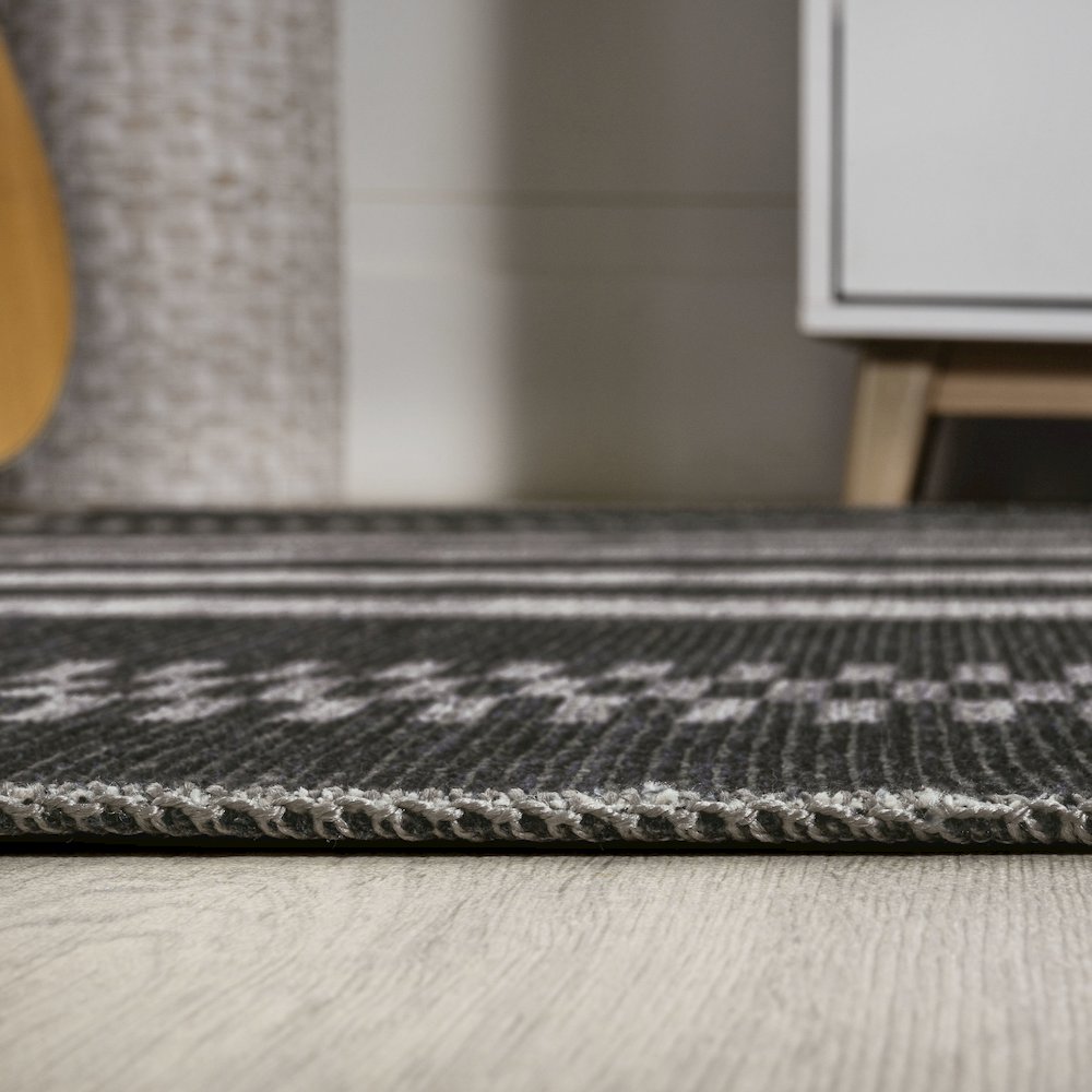 Vichy Geometric Striped Machine Washable Area Rug. Picture 14