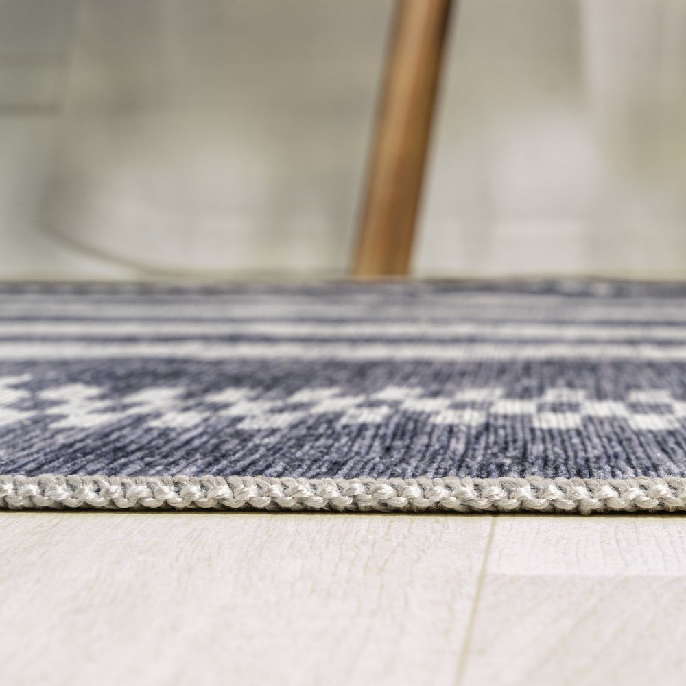 Vichy Geometric Striped Machine-Washable Area Rug. Picture 9