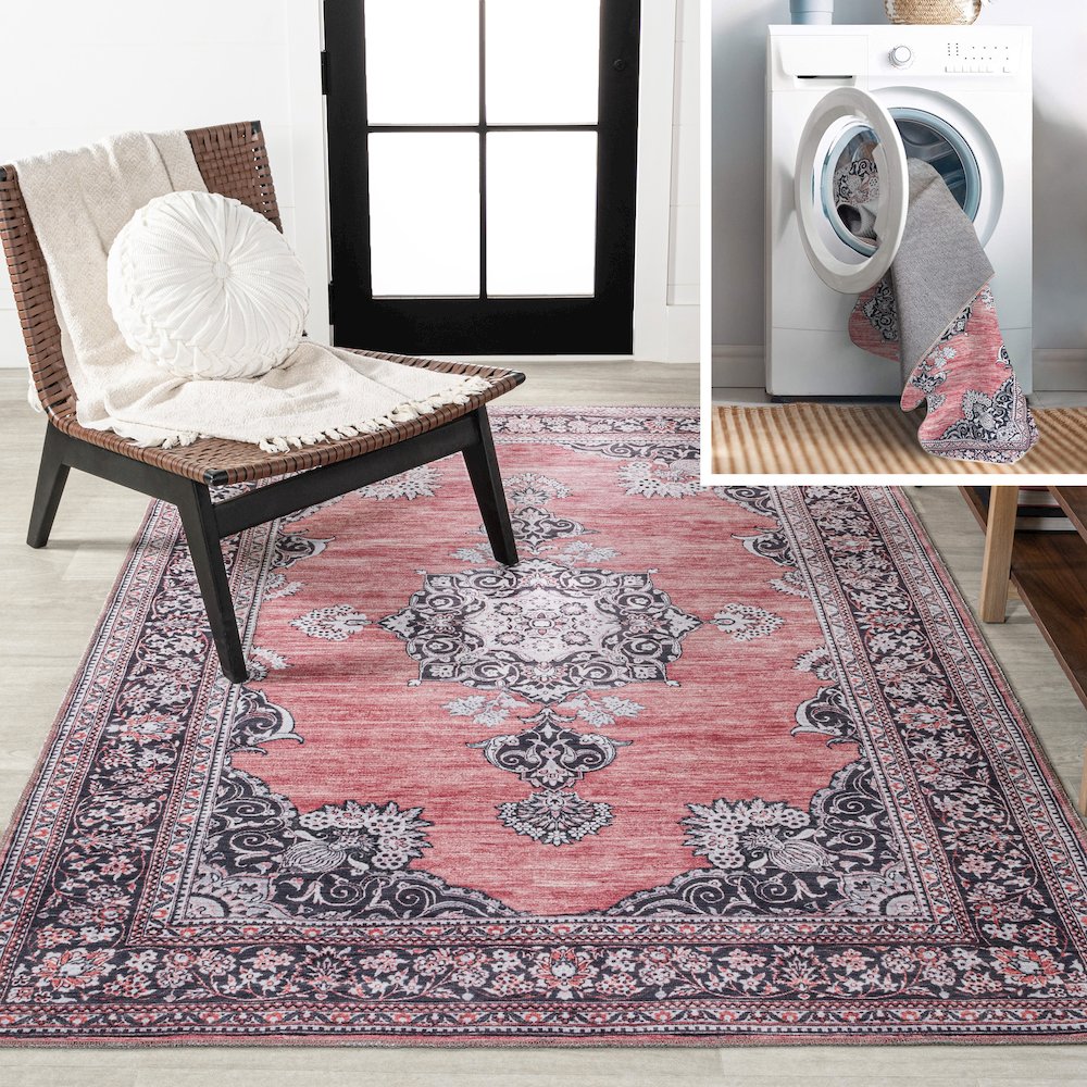Bausch Bohemian Distressed Chenille Machine-Washable Area Rug. Picture 8