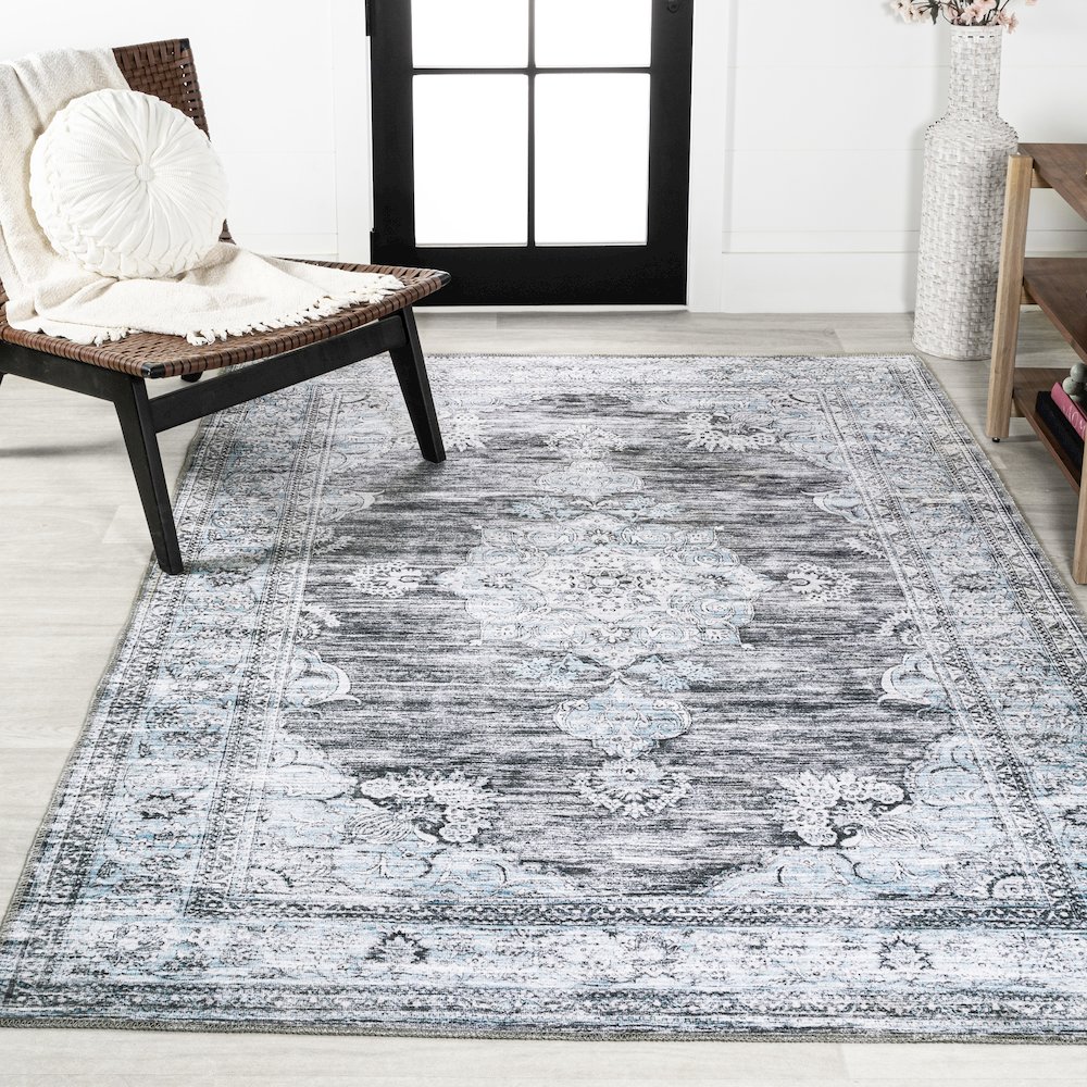 Bausch Bohemian Distressed Chenille Machine-Washable Area Rug. Picture 2