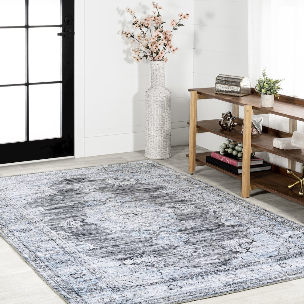 Bausch Bohemian Distressed Chenille Machine-Washable Area Rug. Picture 3
