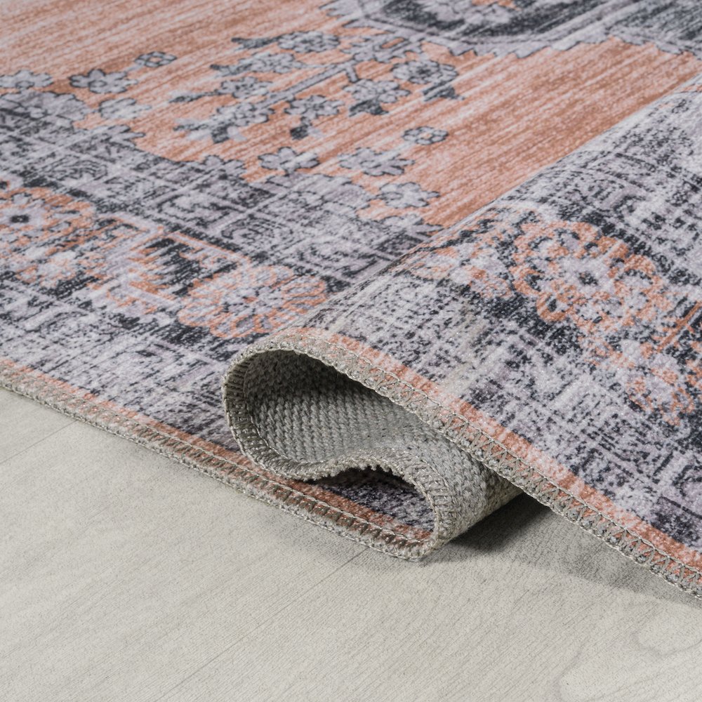 Wincer Chenille Cottage Medallion Machine-Washable Area Rug. Picture 7