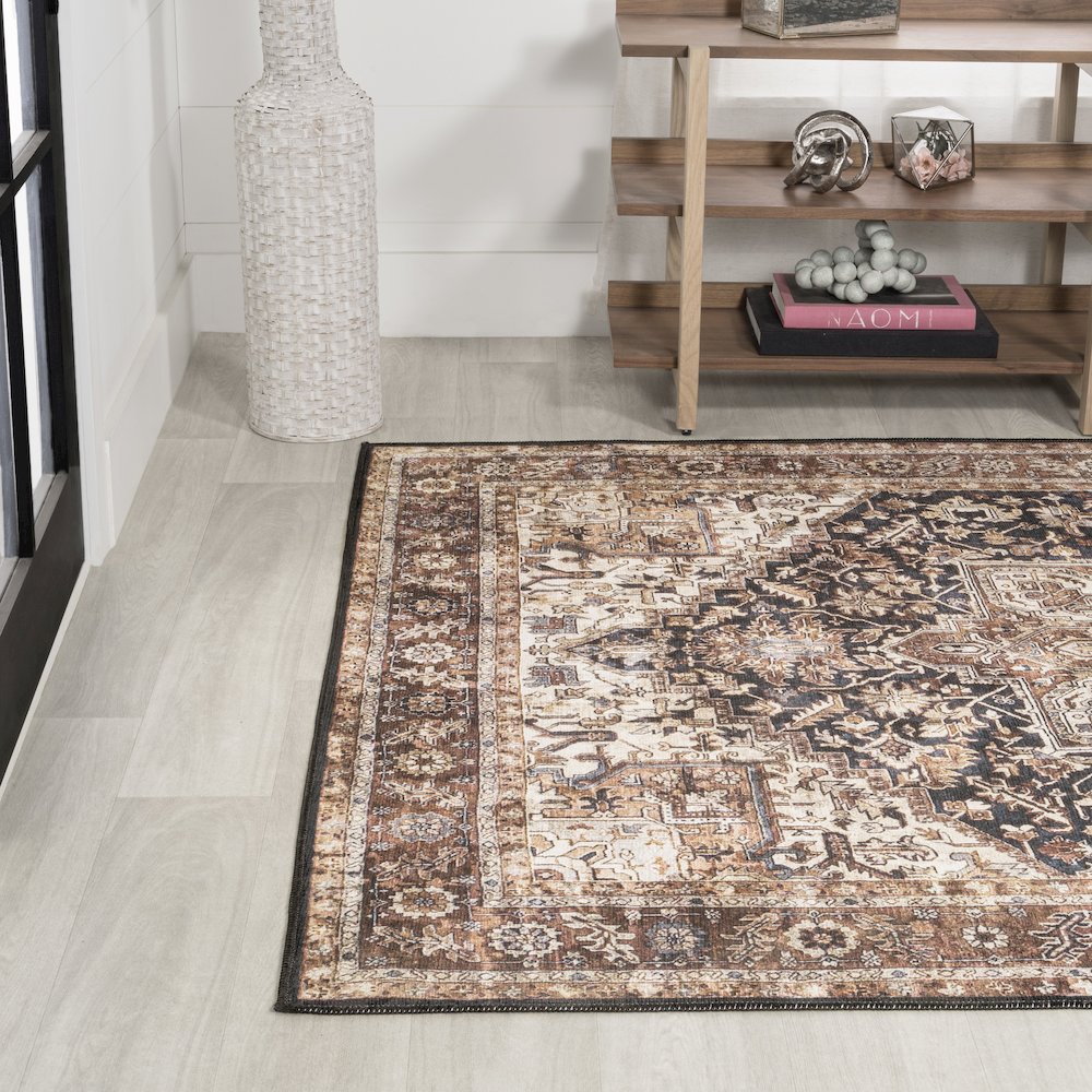 Chapell Chenille Mid-Century Medallion Machine-Washable Area Rug. Picture 1