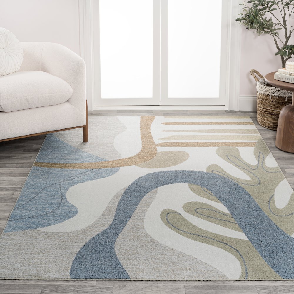 Algae Abstract Glam Botanical Machine-Washable Area Rug. Picture 2