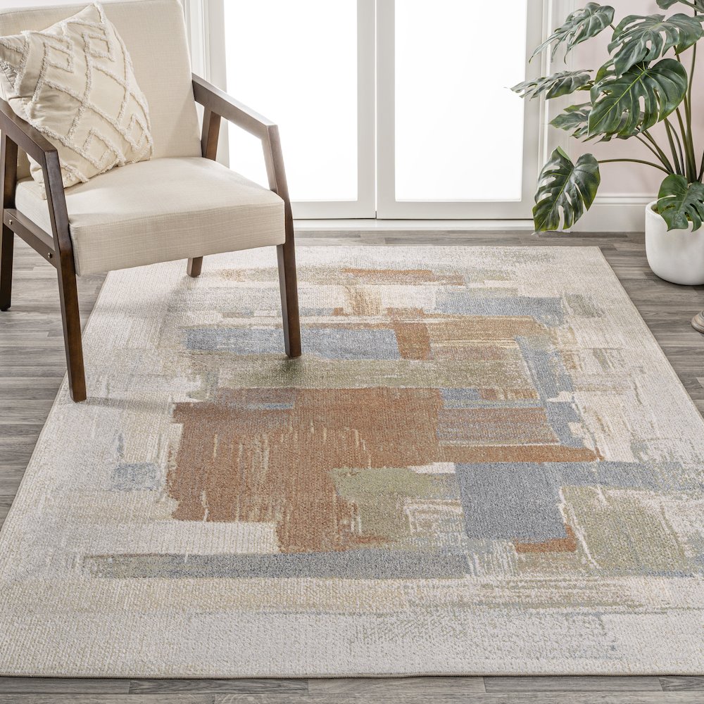 Weaver Abstract Coastal Watercolor Machine-Washable Area Rug. Picture 2