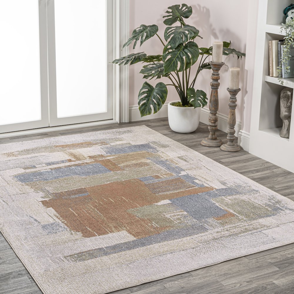 Weaver Abstract Coastal Watercolor Machine-Washable Area Rug. Picture 4