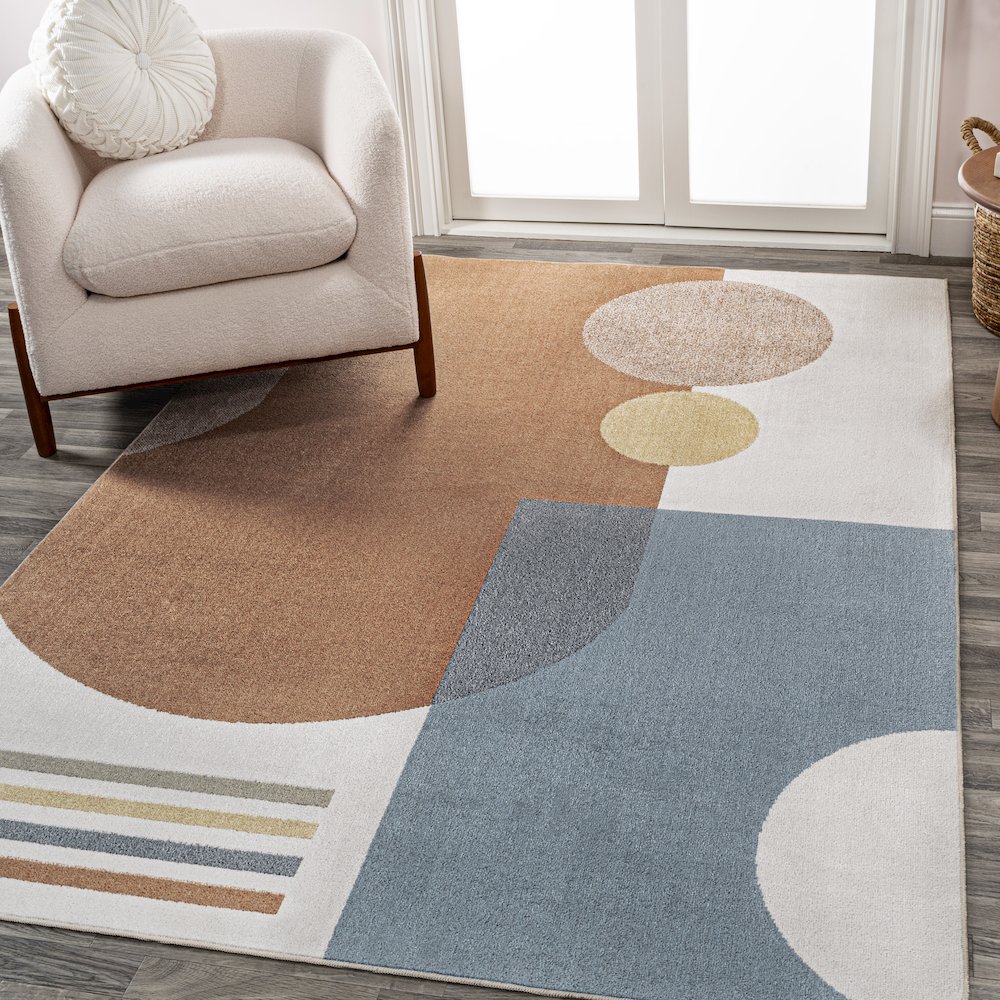 Shutter Minimalist Striped Plaid Machine-Washable Area Rug. Picture 1