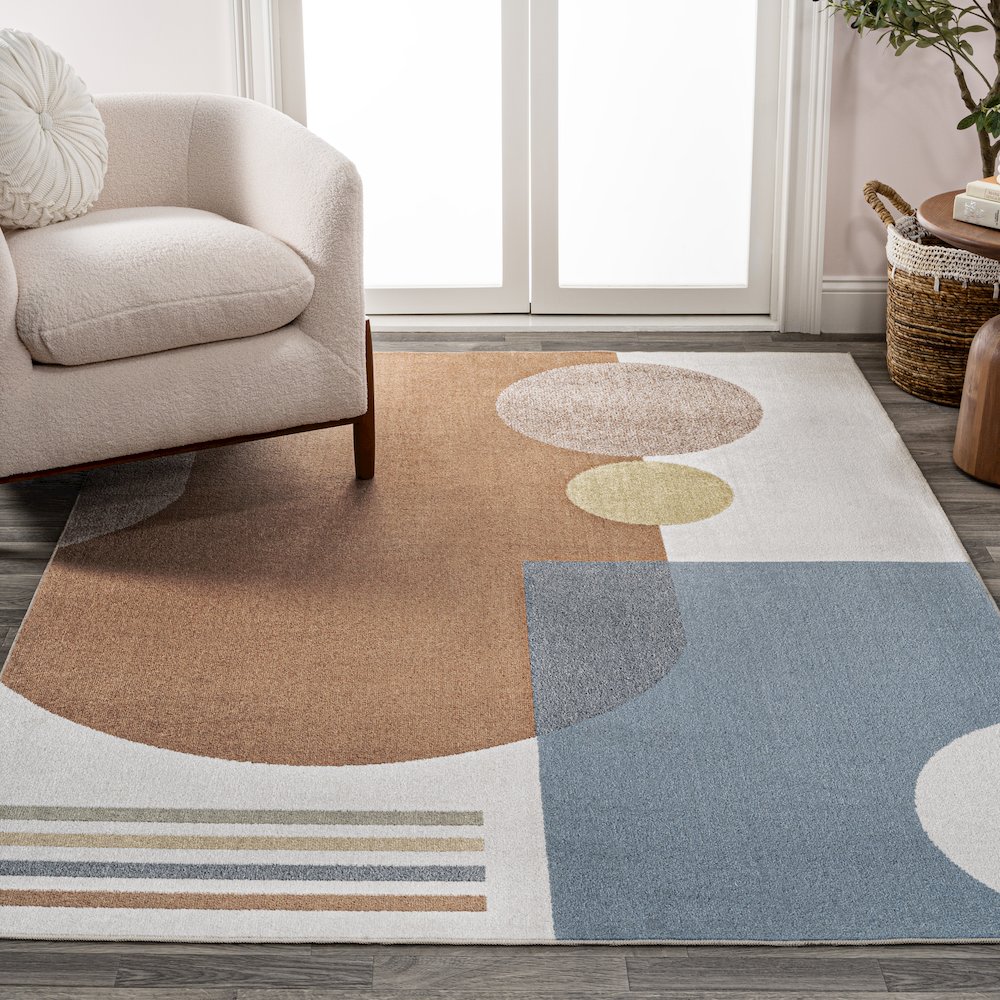 Shutter Minimalist Striped Plaid Machine-Washable Area Rug. Picture 2