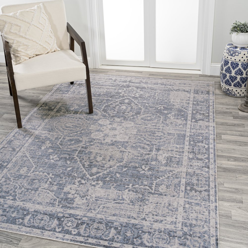 Shaii Global Medallion Low-Pile Machine-Washable Area Rug. Picture 1
