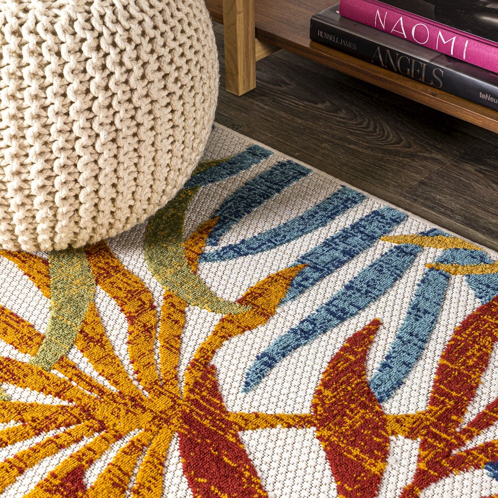 Tropics Palm Leaves Indoor/Outdoor Area Rug. Picture 5