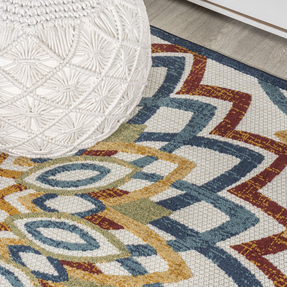 Flora Abstract Bold Mandala High-Low Indoor/Outdoor Area Rug. Picture 11