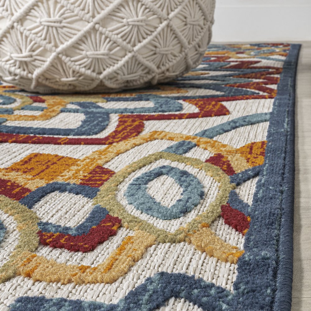 Flora Abstract Bold Mandala High-Low Indoor/Outdoor Area Rug. Picture 12