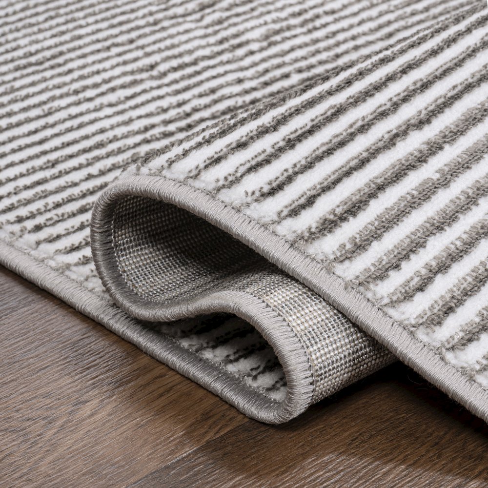Cole Modern Minimalist Pinstripe High-Low Area Rug. Picture 7