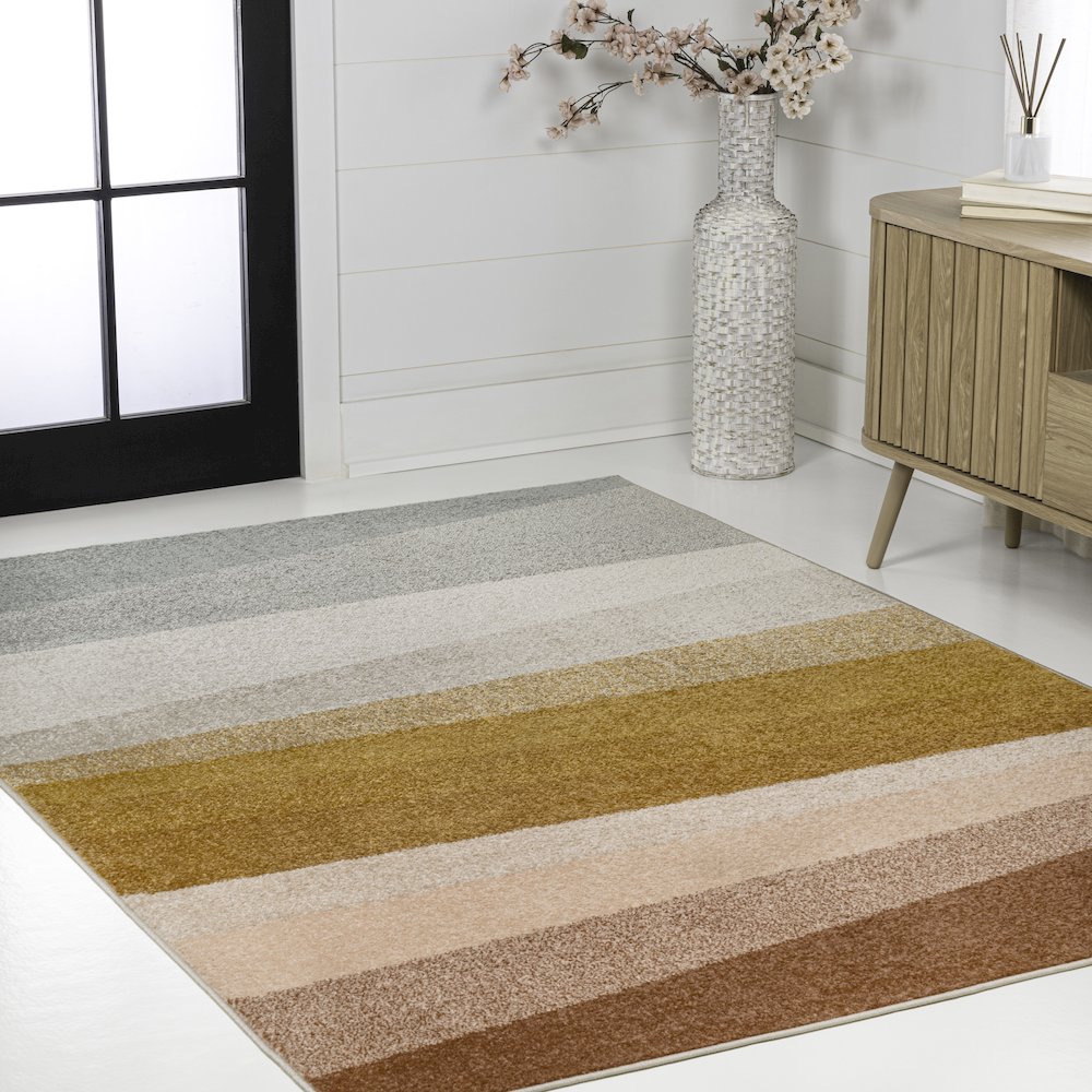 Prism Geometric Striped Red/Yellow/Gray 8 ft. x 10 ft. Area Rug. Picture 3