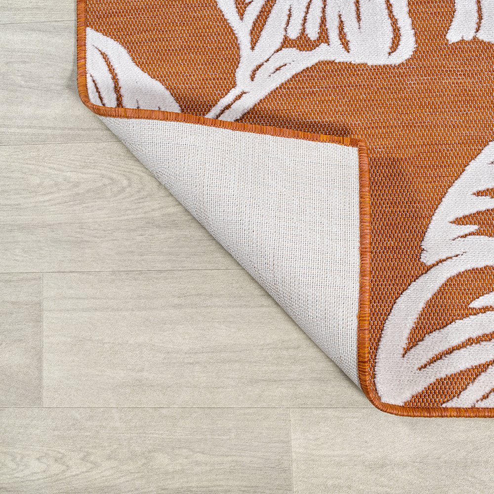Tobago High-Low Two Tone Monstera Leaf Area Rug. Picture 6