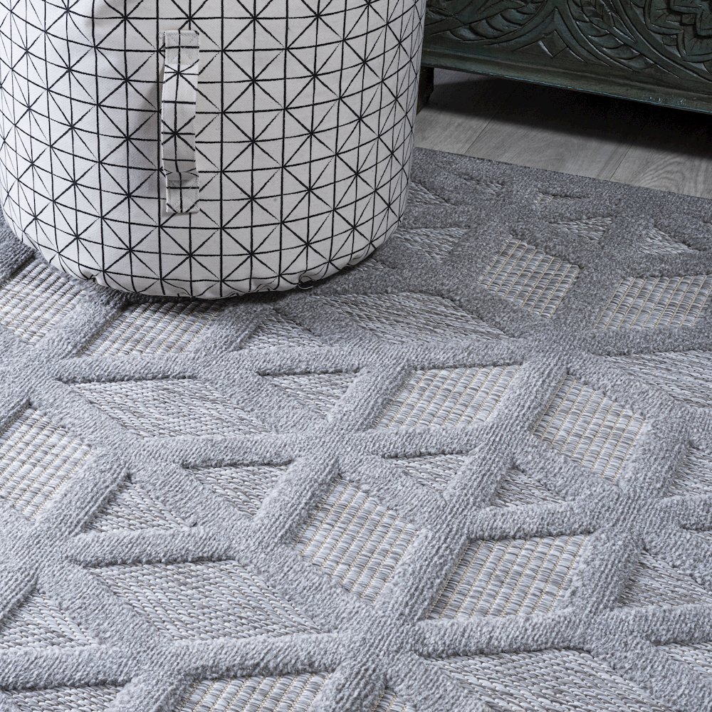 Talaia Neutral Geometric Indoor/Outdoor Area Rug. Picture 5