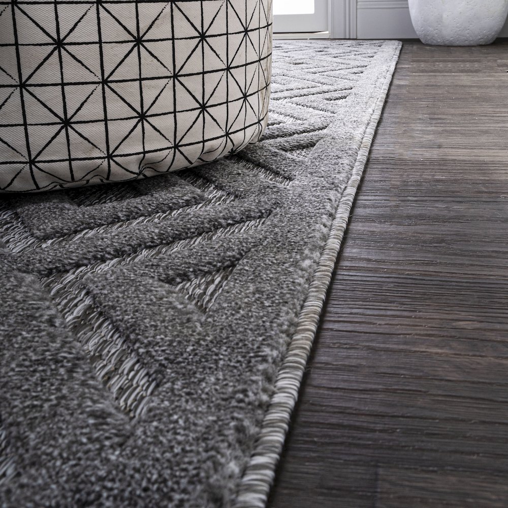Portmany Neutral Diamond Trellis Indoor/Outdoor Area Rug. Picture 7