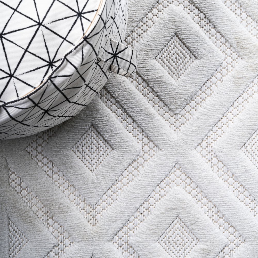 Portmany Neutral Diamond Trellis Indoor/Outdoor Area Rug. Picture 4