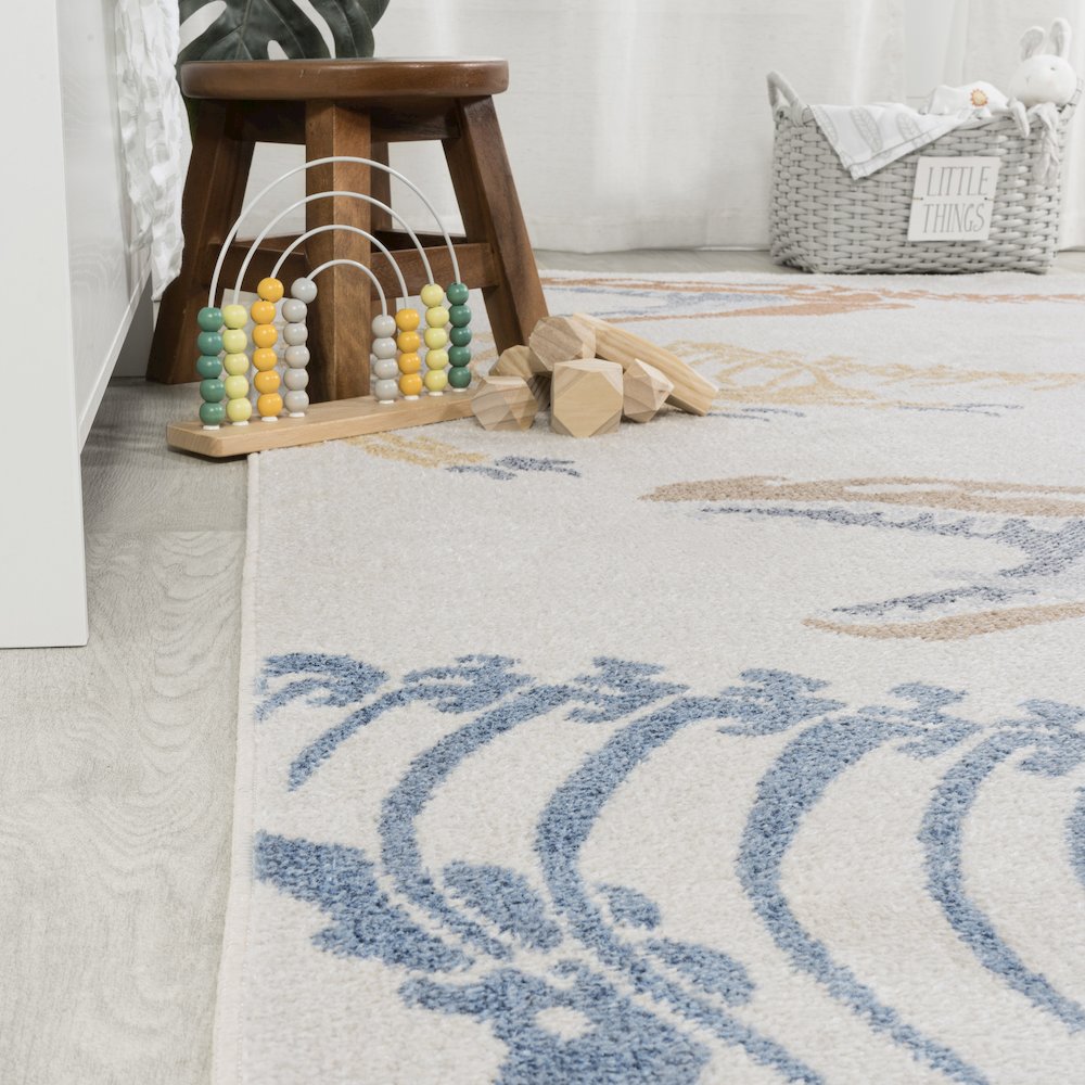 Kingdarr T-Re Modern Kids Machine-Washable Runner Rug. Picture 2