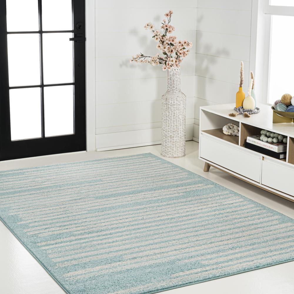 Khalil Modern Berber Stripe Runner Rug. Picture 8