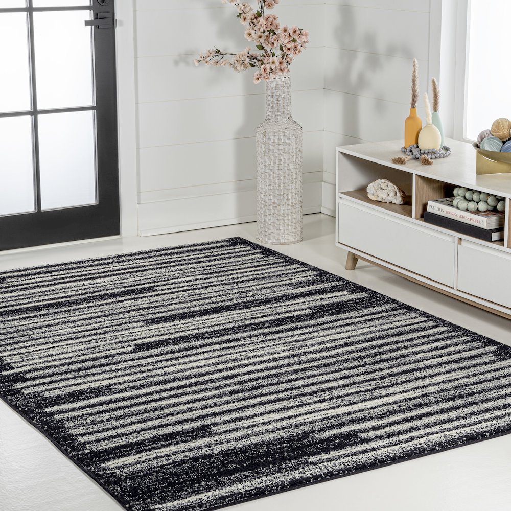 Khalil Modern Berber Stripe Area Rug. Picture 3