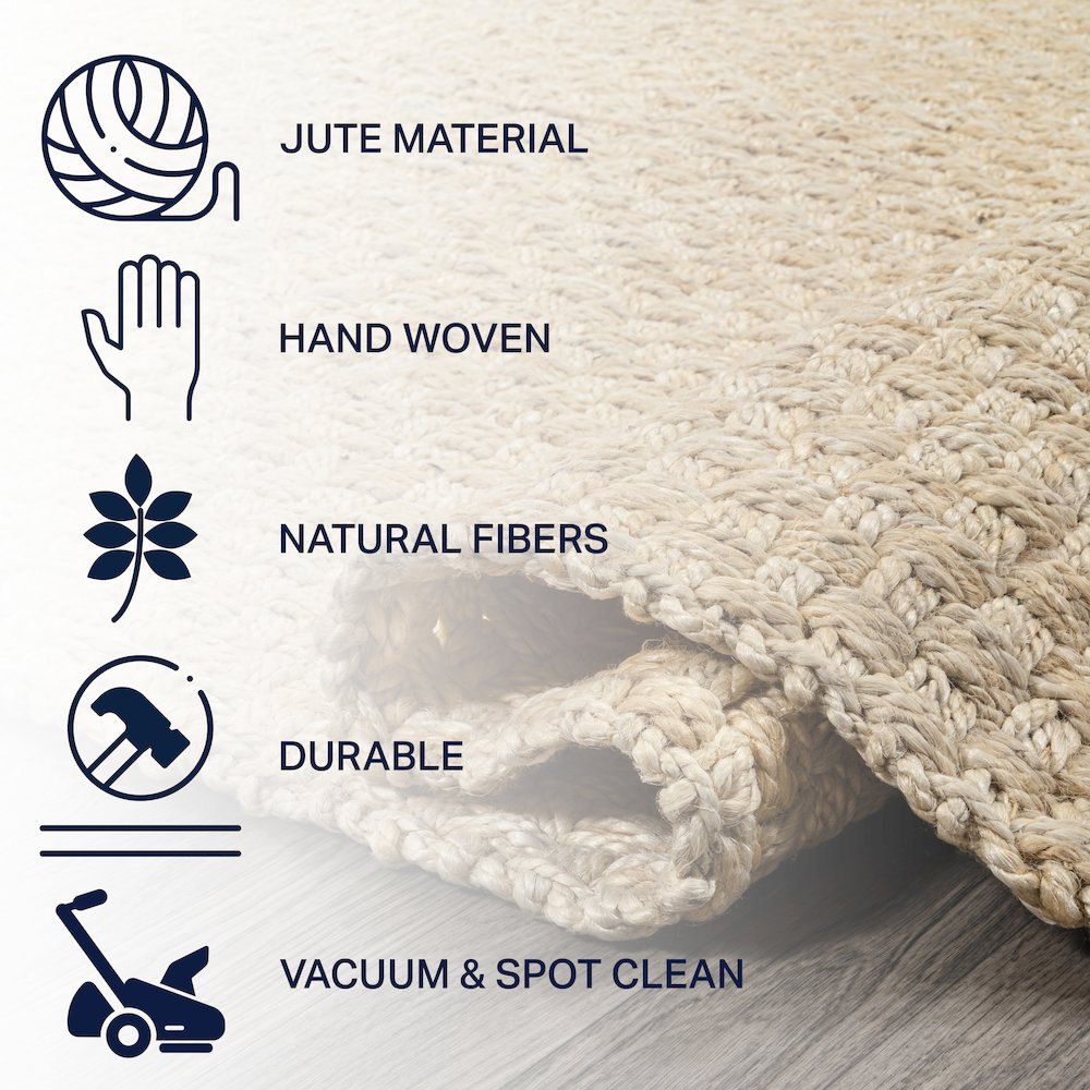 Estera Hand Woven Boucle Chunky Jute Area Rug. Picture 6