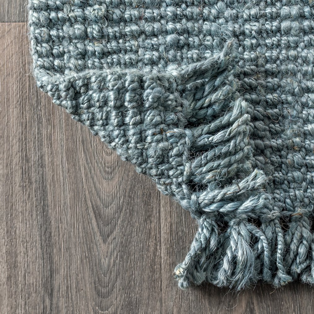 Pata Hand Woven Chunky Jute With Fringe Area Rug. Picture 4