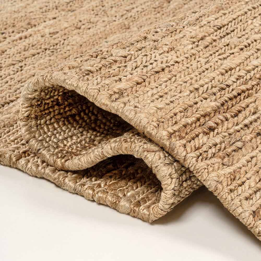 Olivier Rustic Beach House Wide Ticking Stripe Jute Area Rug. Picture 4