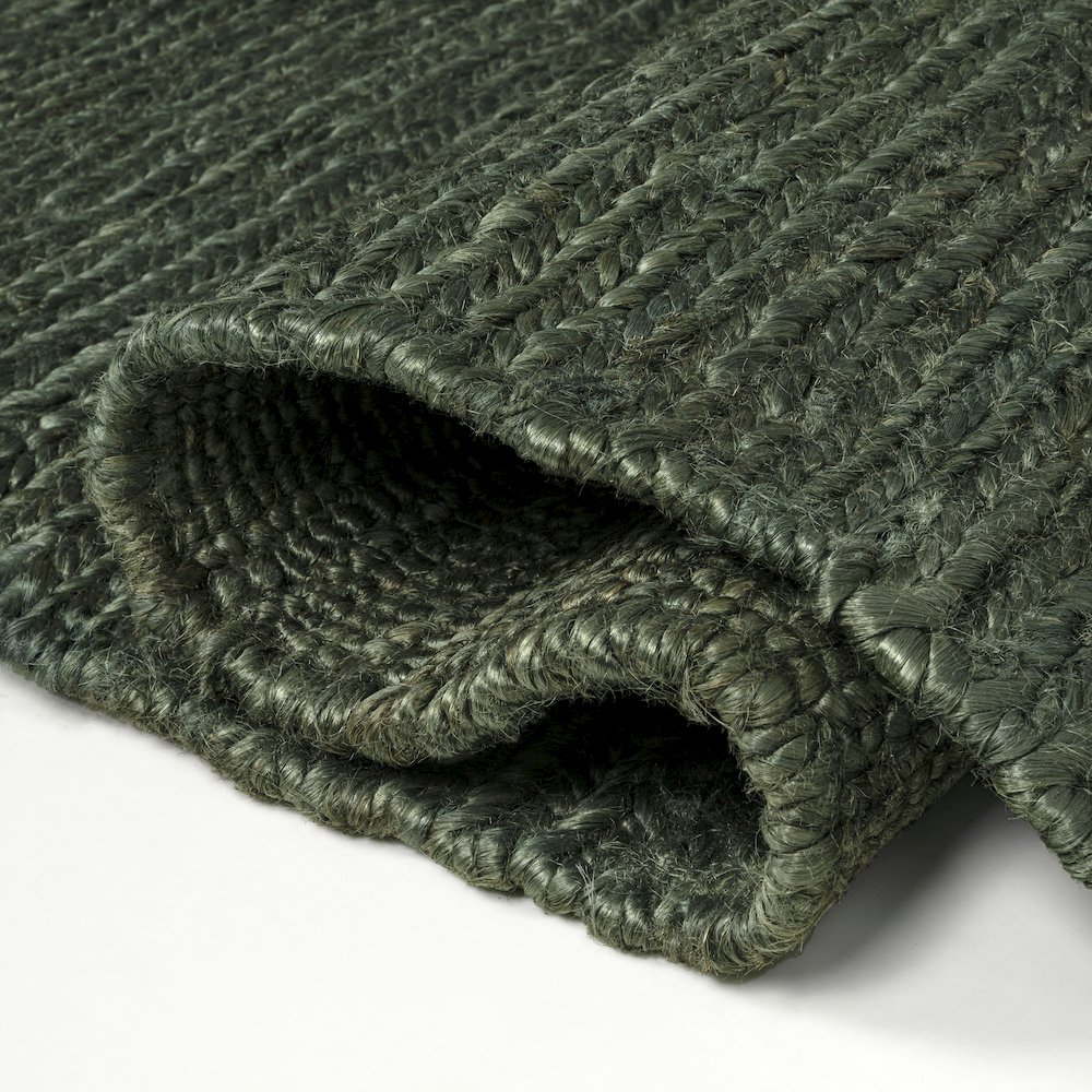 Griffin Rustic Farmhouse Woven Jute Solid Green 8 ft. x 10 ft. Area Rug. Picture 6