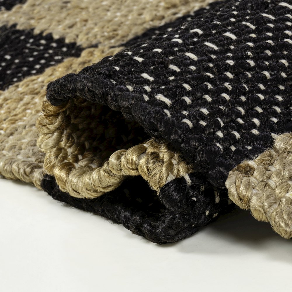 Theo Farmhouse Woven Jute Checkerboard Natural/Black 5 ft. x 8 ft. Area Rug. Picture 5