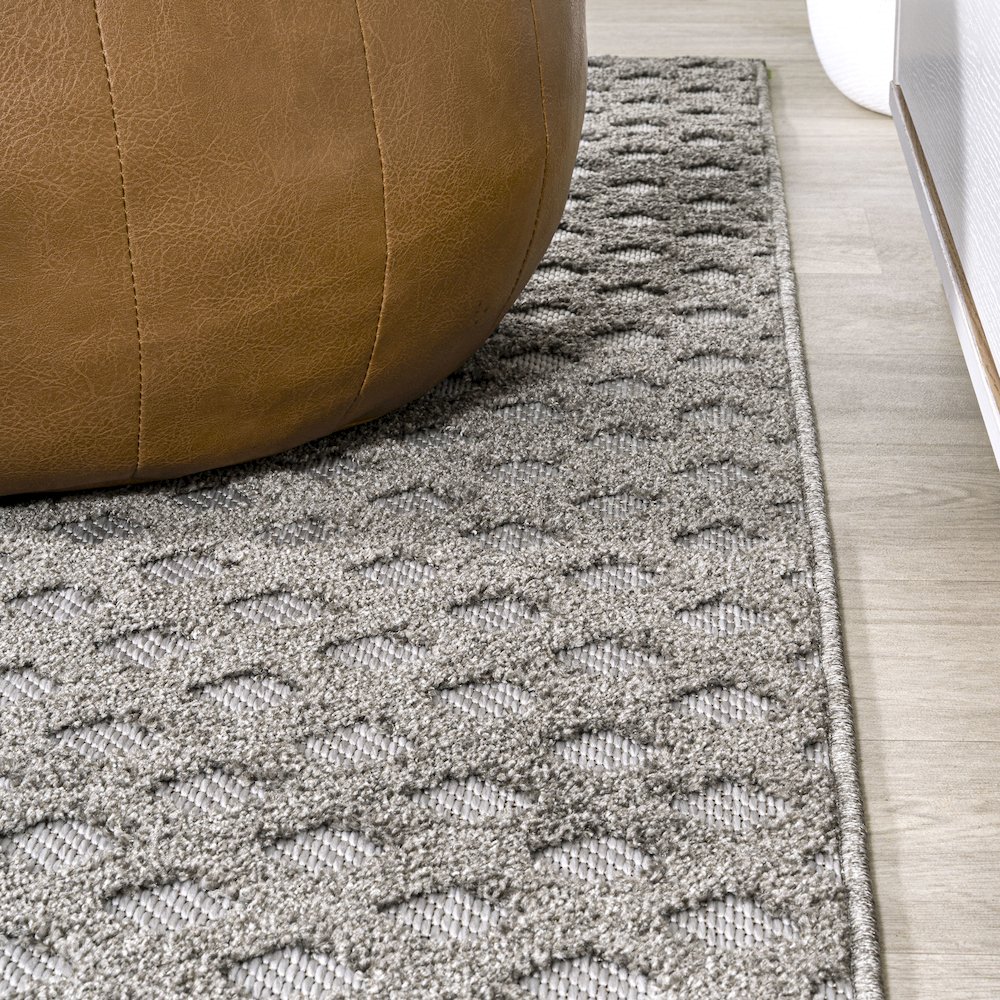 Rabat High-Low Pile Mini Diamond Trellis Area Rug. Picture 12