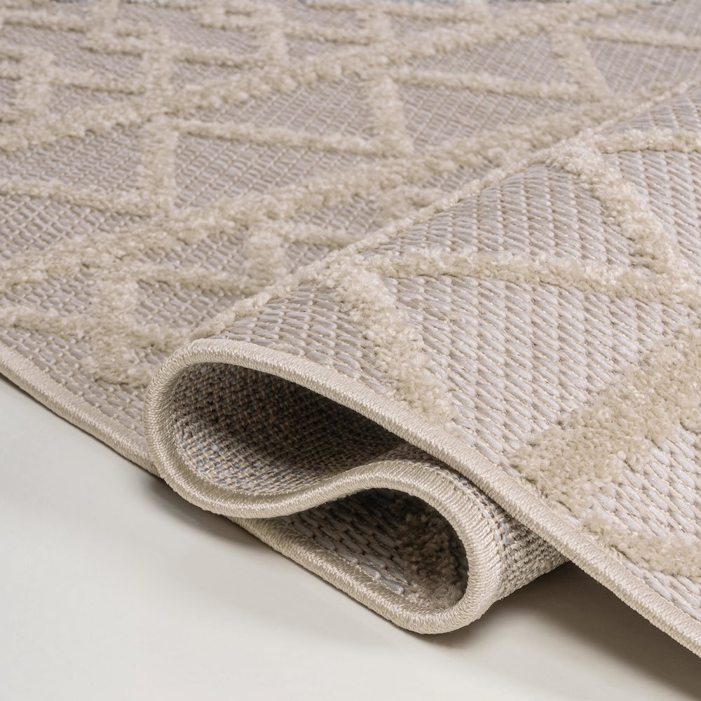 Aylan High-Low Pile Knotted Trellis Geometric Indoor/Outdoor Area Rug. Picture 12