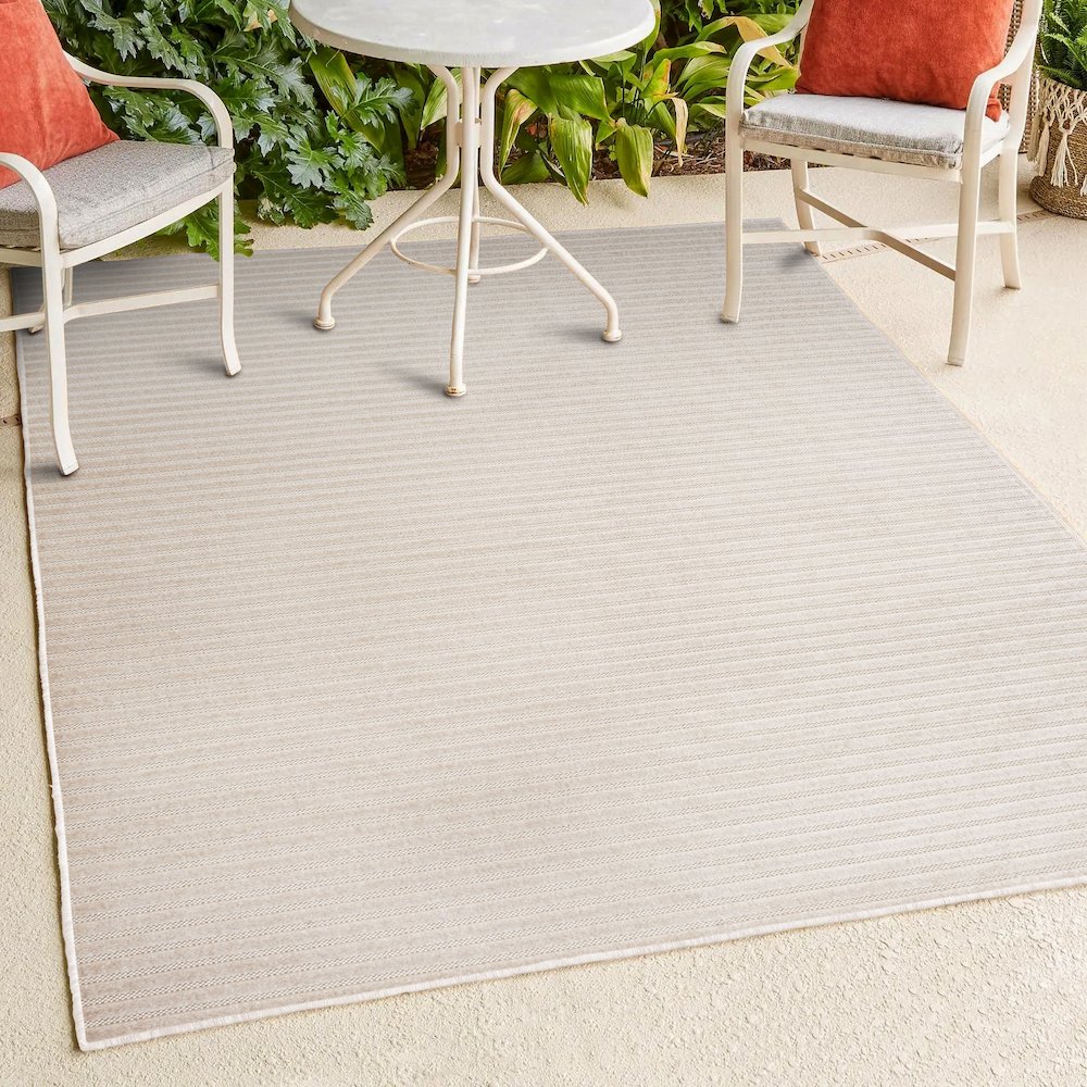 Aarhus High-Low Minimalist Scandi StripedIndoor/Outdoor  Rug. Picture 2