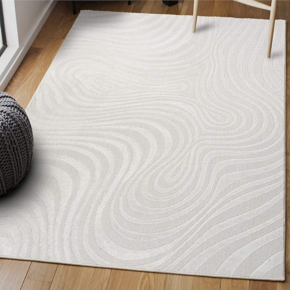 Maribo High-Low Abstract Groovy StripedIndoor/Outdoor  Rug. Picture 2
