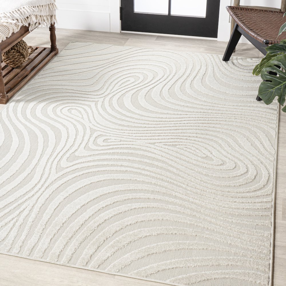 Maribo High-Low Abstract Groovy StripedIndoor/Outdoor  Rug. Picture 1