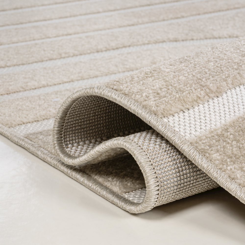 Anders High-Low MidCentury Modern Arch Stripe Two-Tone Indoor/Outdoor Area Rug. Picture 4