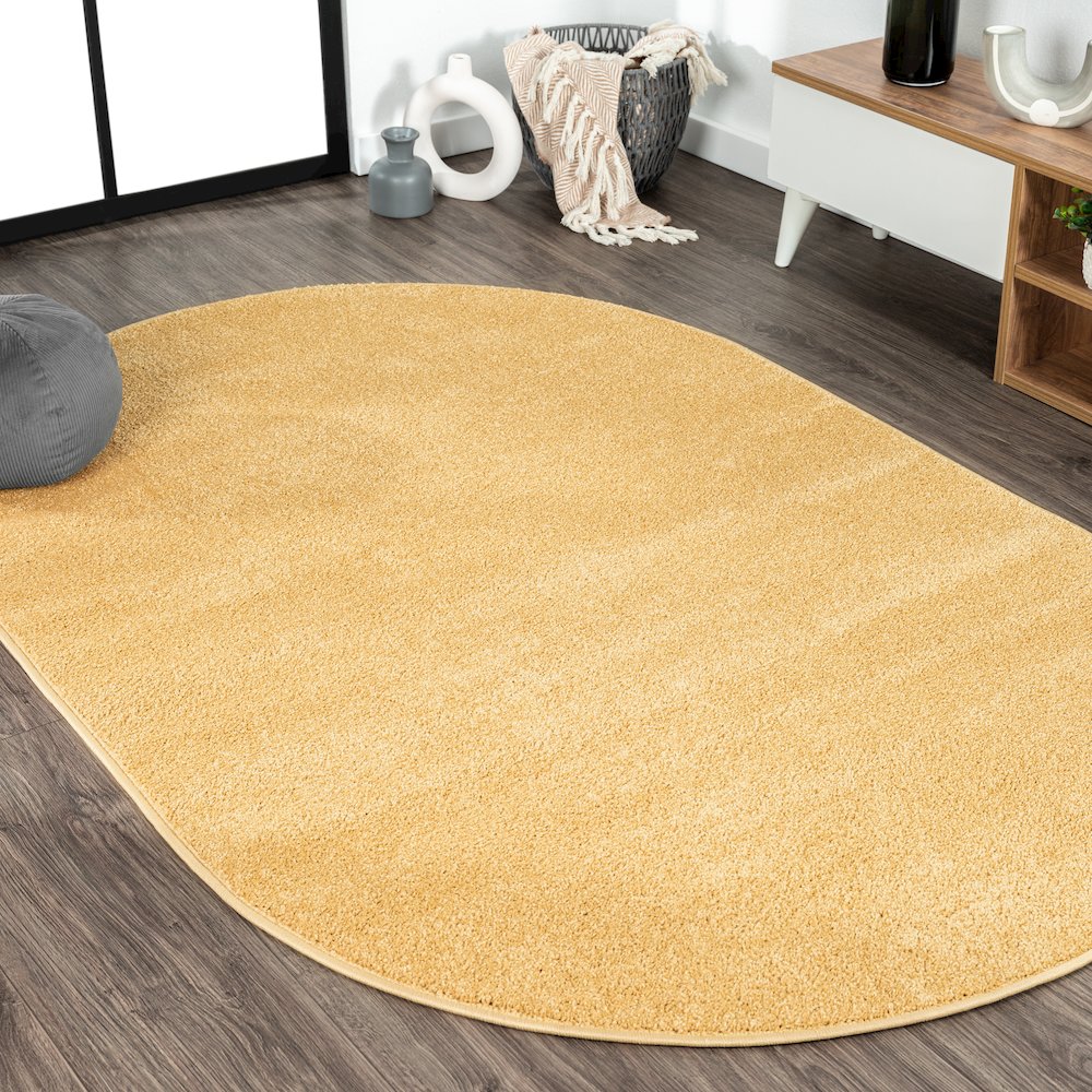 Haze Solid Low Pile Area Rug Mustard. Picture 10