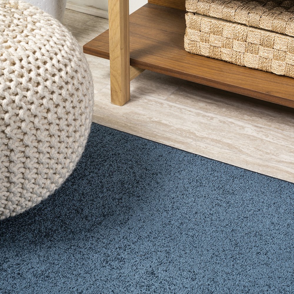 Haze Solid Low Pile Area Rug Navy. Picture 8