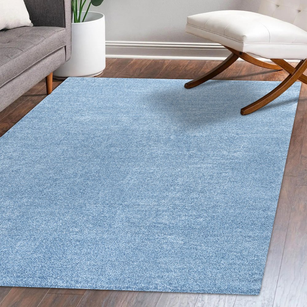 Haze Solid Low Pile Area Rug Classic Blue. Picture 12