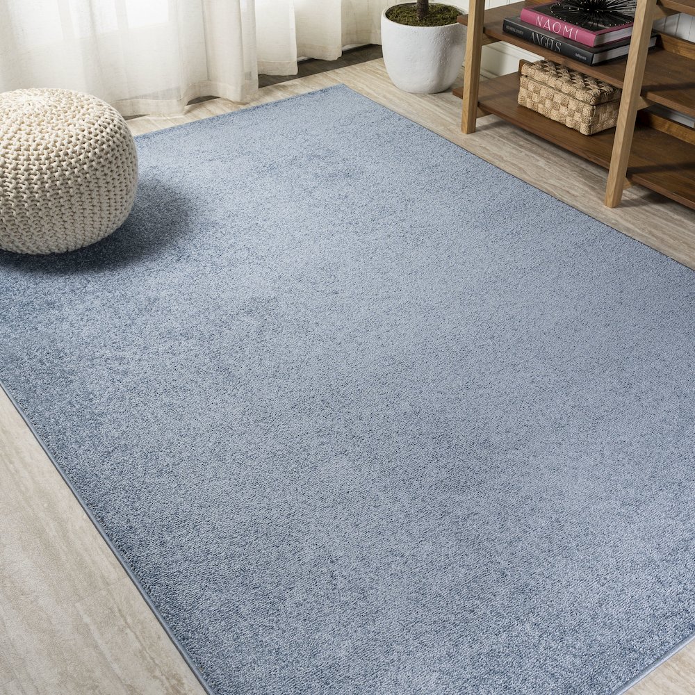 Haze Solid Low Pile Area Rug Classic Blue. Picture 4