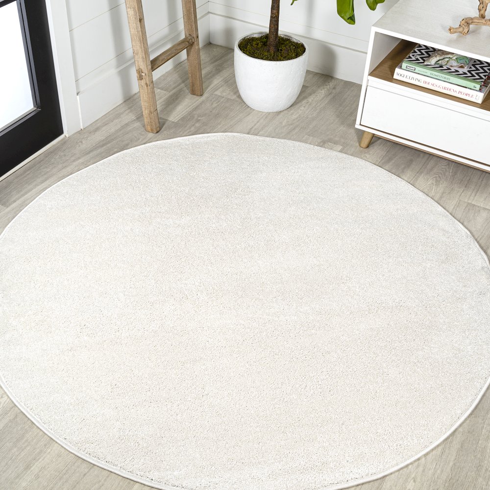 Haze Solid Low Pile Area Rug Cream. Picture 12