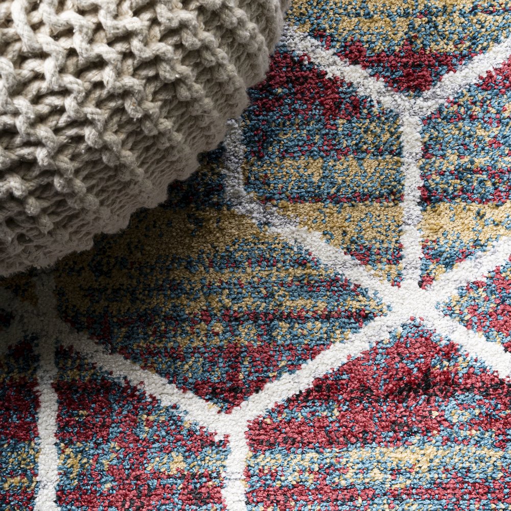 Tumbling Blocks Modern Geometric Area Rug. Picture 7
