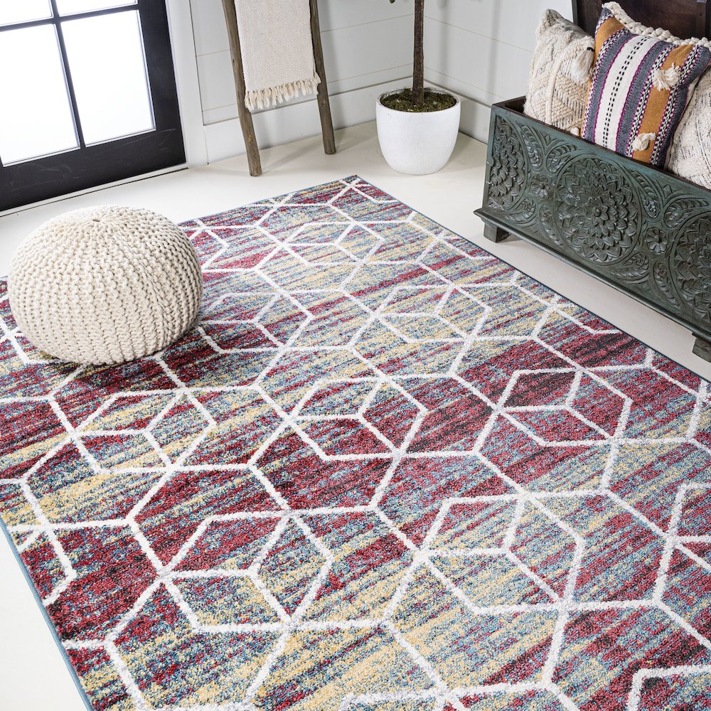 Tumbling Blocks Modern Geometric Area Rug. Picture 17