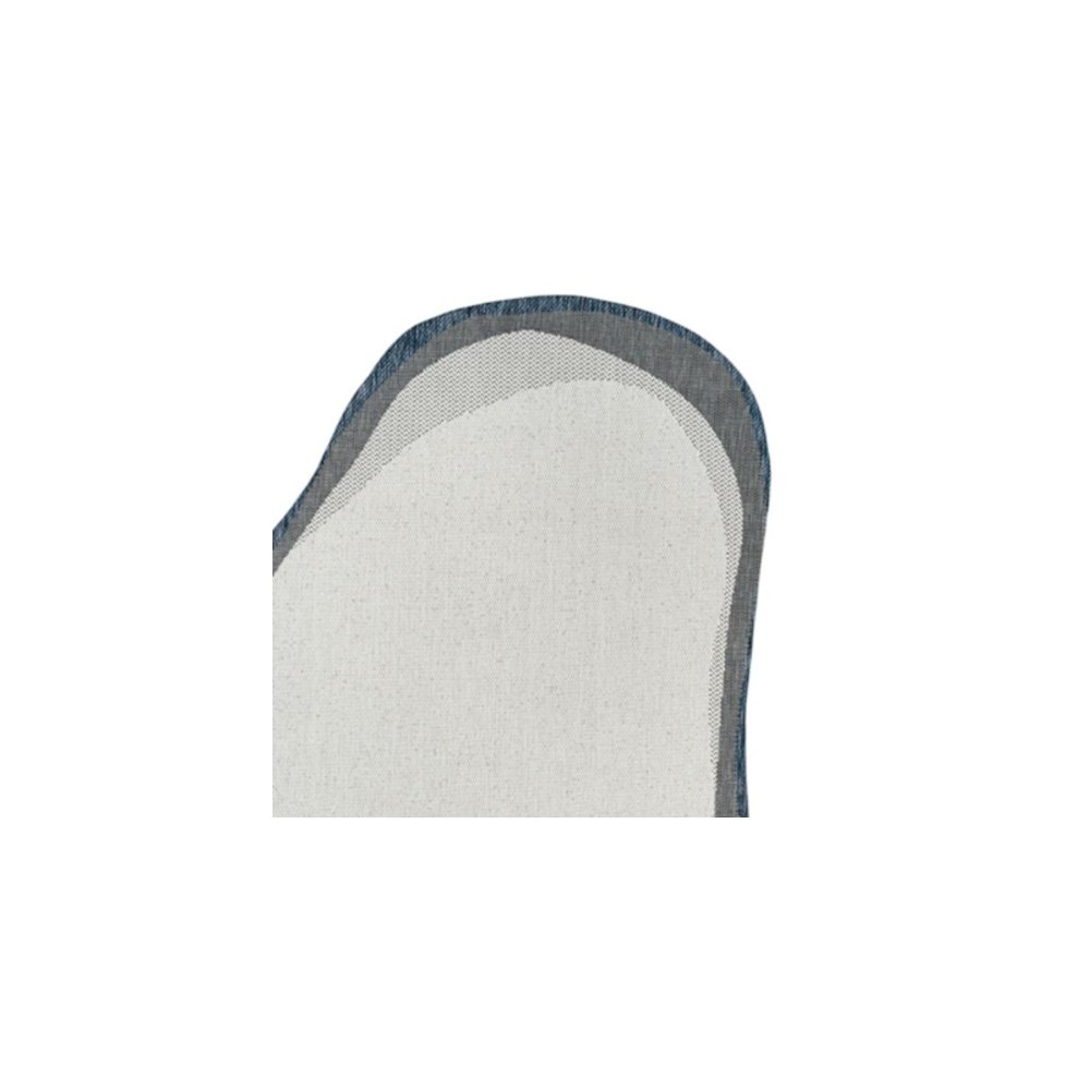 Cream/Navy 9 ft. x 12 ft. Indoor/Outdoor Shaped Area Rug. Picture 7